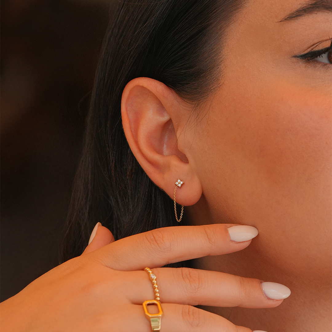CAOCA Diamond Stone Flower Earrings