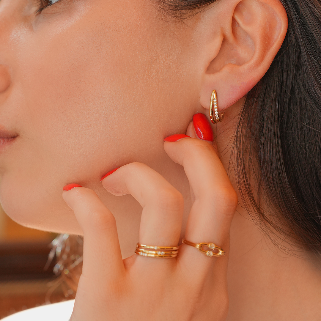 CAOCA Diamond Stone Double Earrings