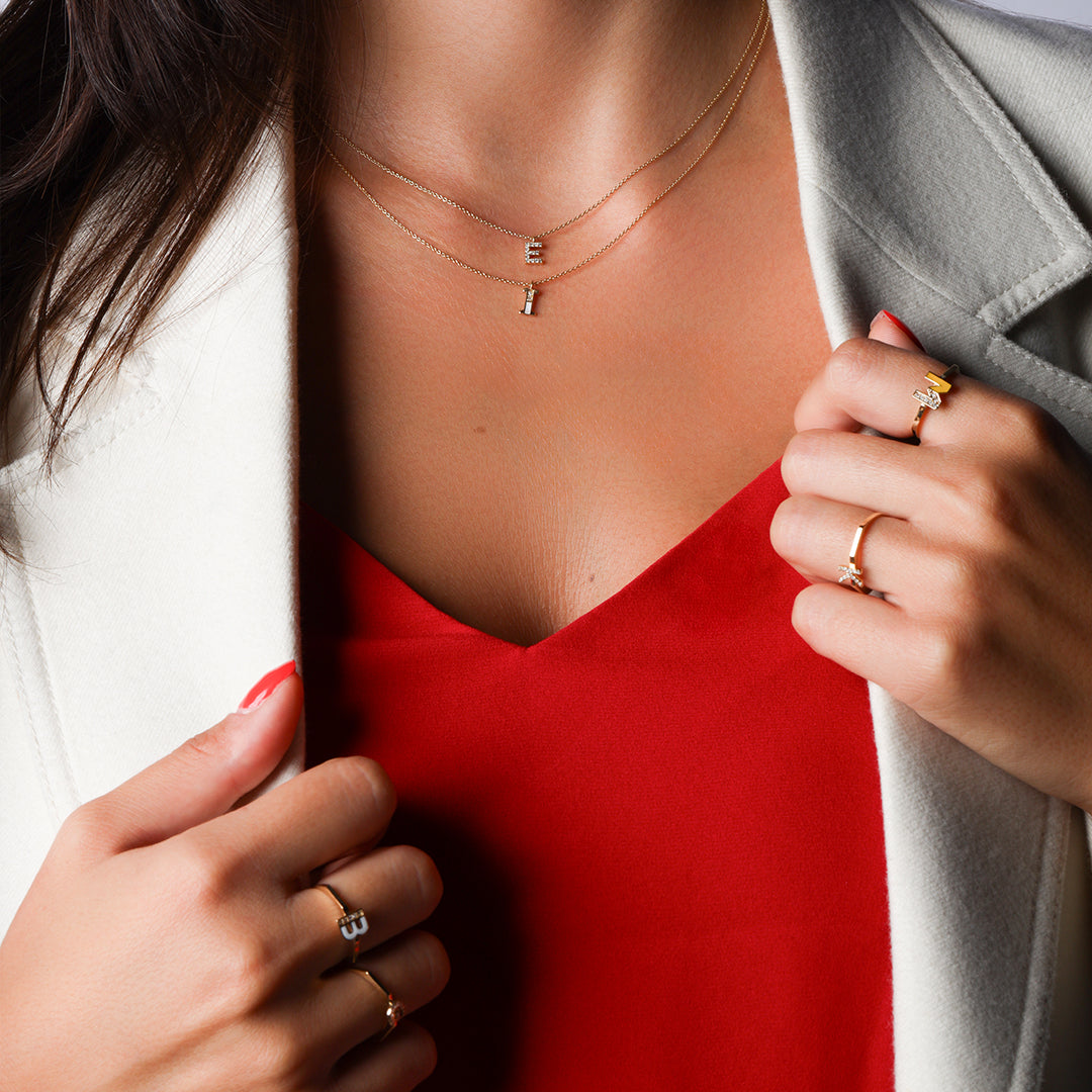 CAOCA Letter Gold and Diamond Necklace