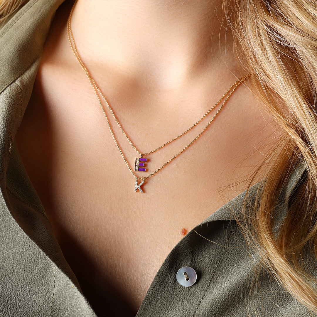 CAOCA Letter Gold and Diamond Necklace