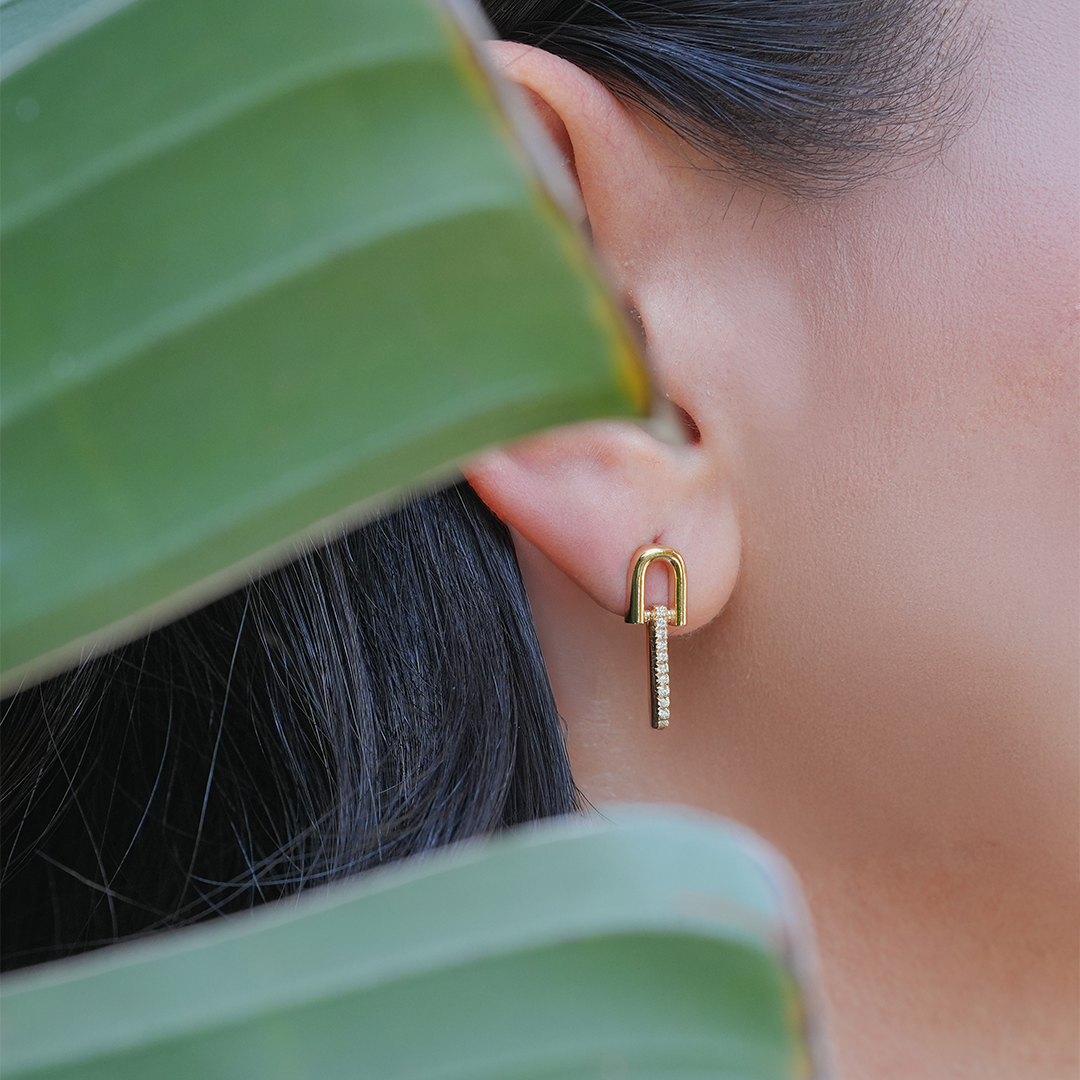 CAOCA Diamond Stone Dangle Earrings