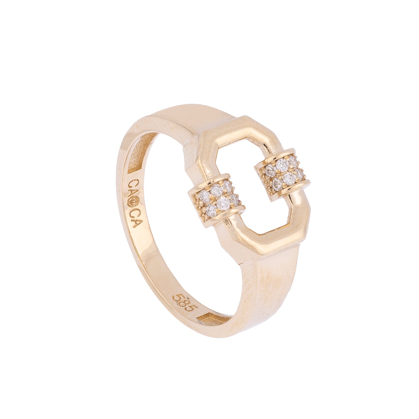 CAOCA Octagonal Diamond Stone Ring