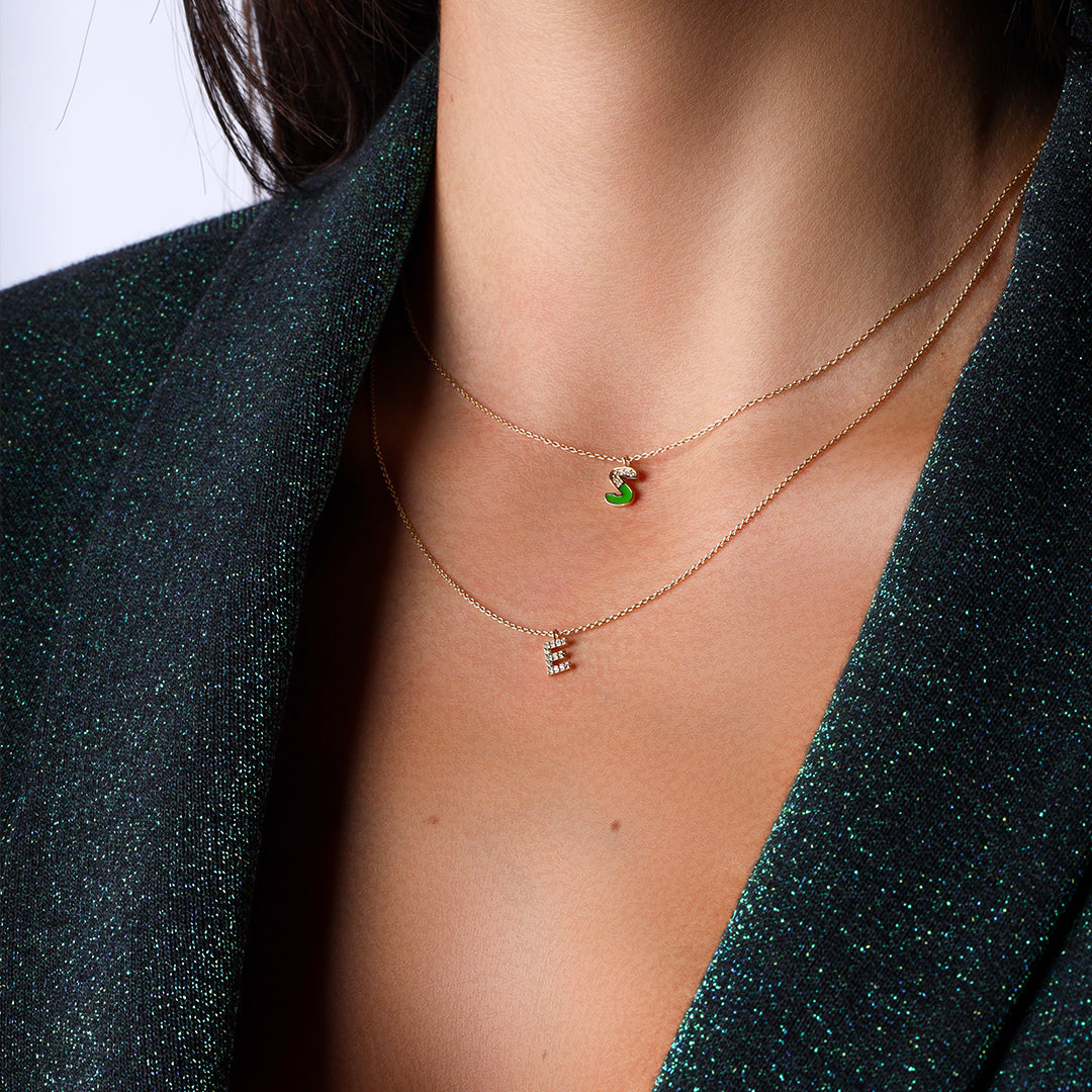 CAOCA Letter Gold and Diamond Necklace