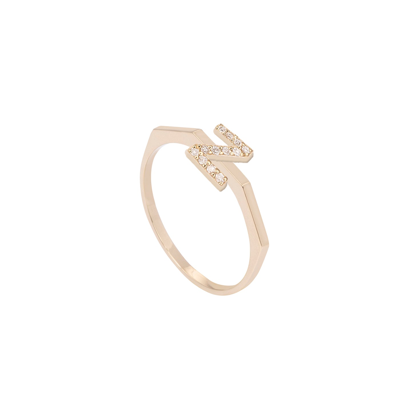 CAOCA Letter Z Gold and Diamond Ring