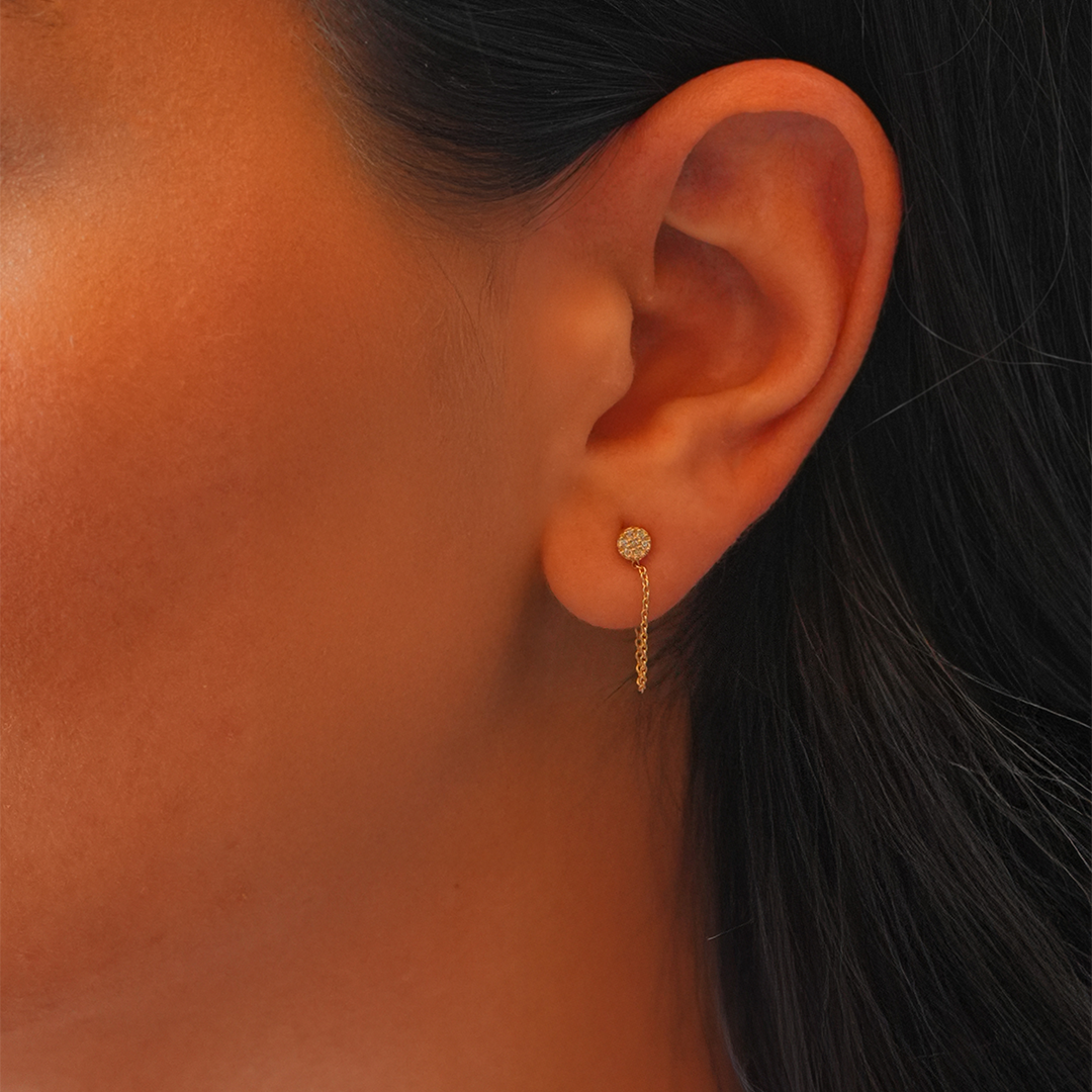 CAOCA Diamond Stone Round Chain Earring