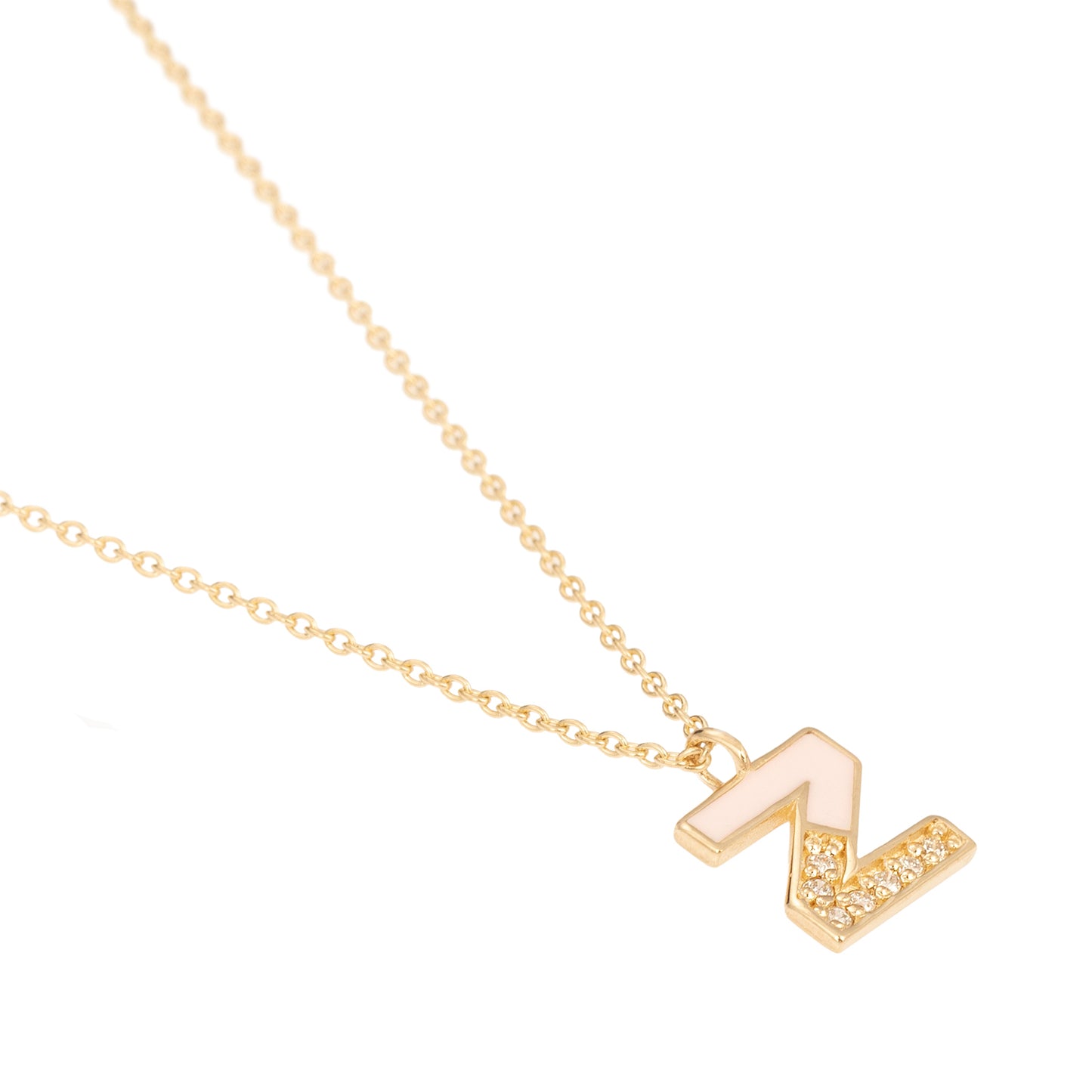 CAOCA Enamel Letter Z Gold and Diamond Necklace