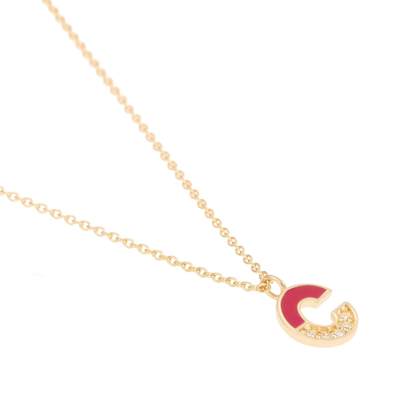 CAOCA Enamel Letter C Gold and Diamond Necklace