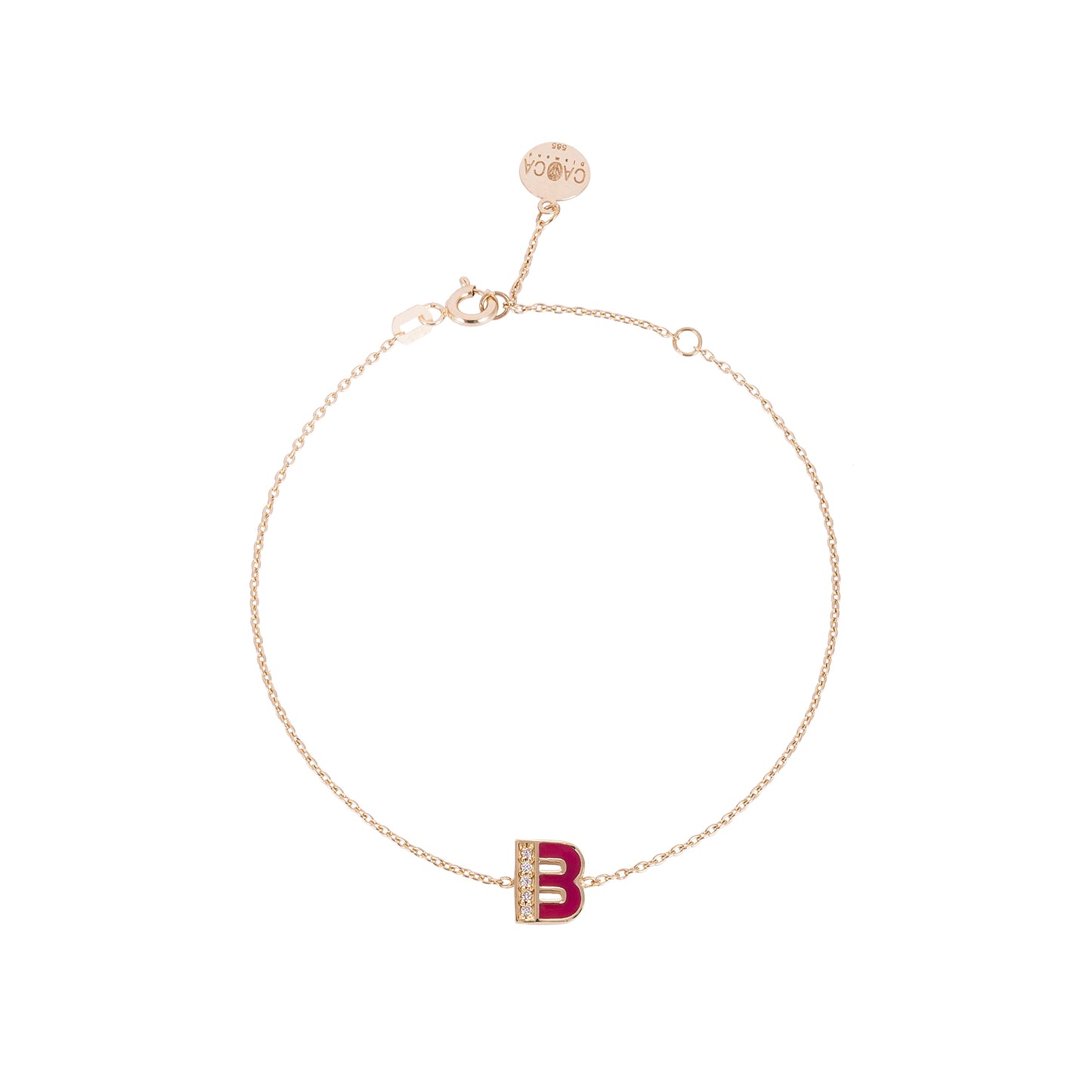 CAOCA Enamel Letter B Gold and Diamond Bracelet