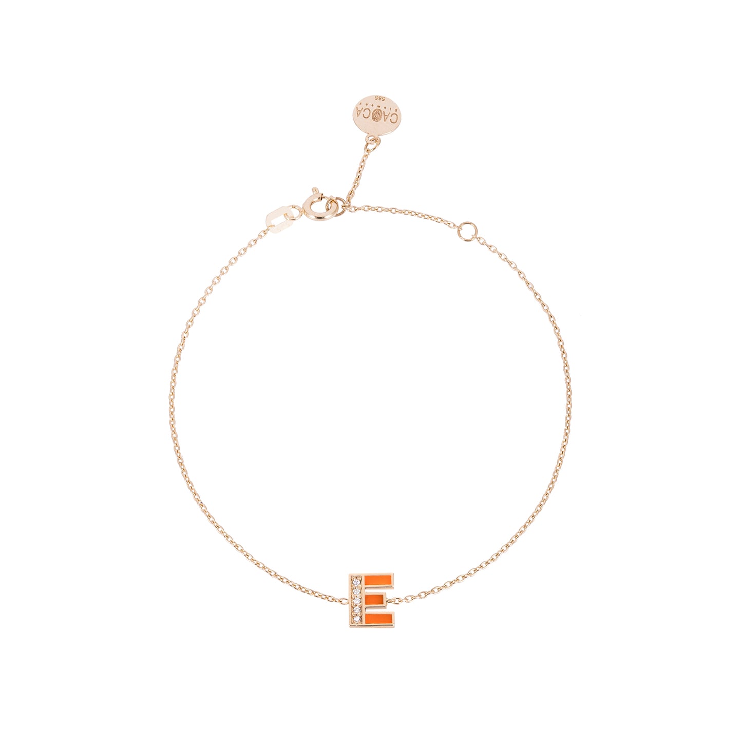 CAOCA Enamel Letter E Gold and Diamond Bracelet