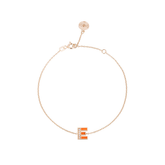 CAOCA Enamel Letter E Gold and Diamond Bracelet