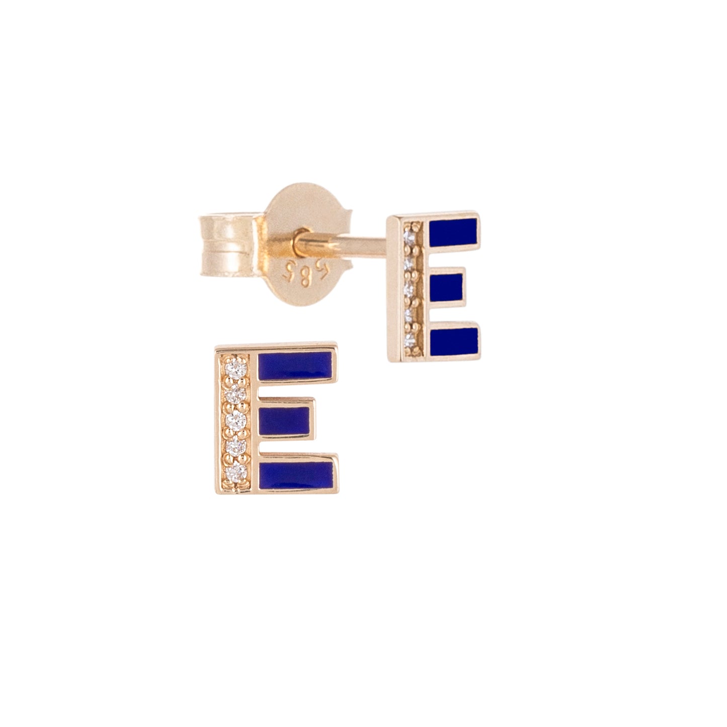 CAOCA Enamel Letter E Gold and Diamond Earring