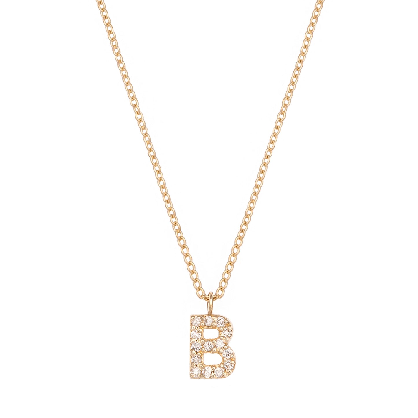 CAOCA Letter B Gold and Diamond Necklace