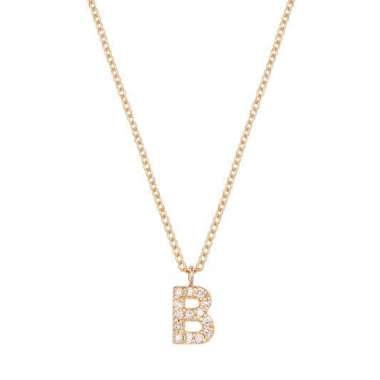 CAOCA Letter B Gold and Diamond Necklace