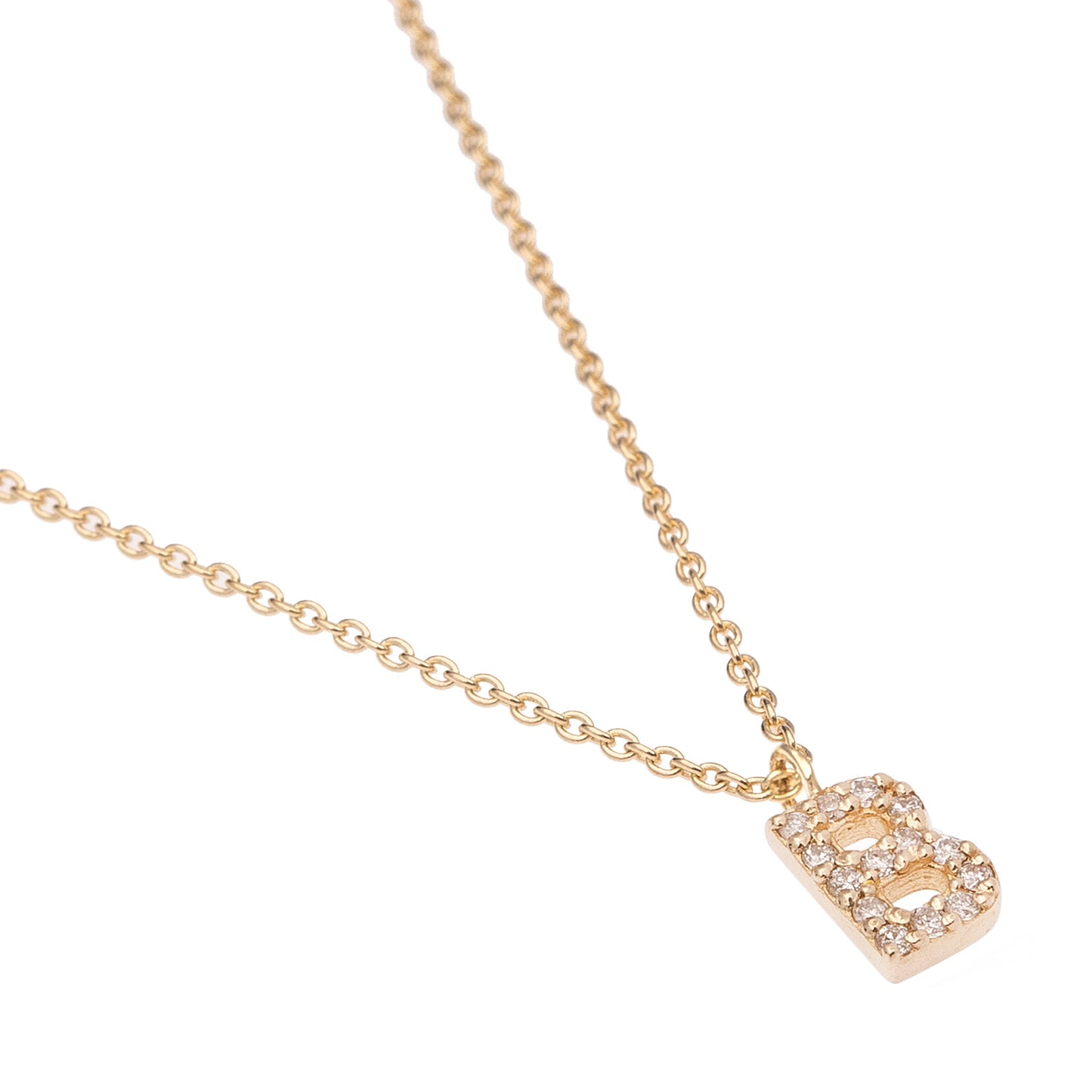 CAOCA Letter B Gold and Diamond Necklace