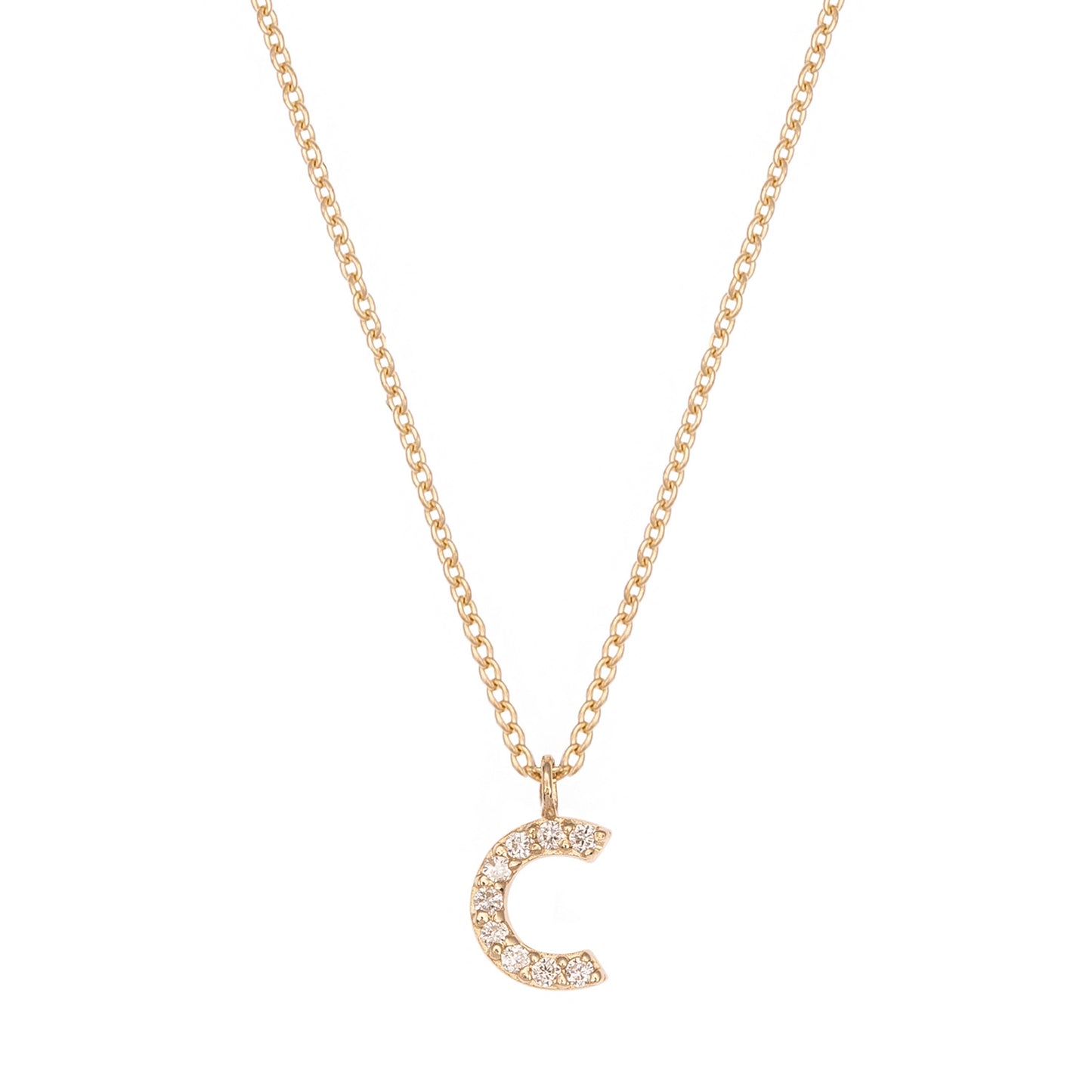 CAOCA Letter C Gold and Diamond Necklace