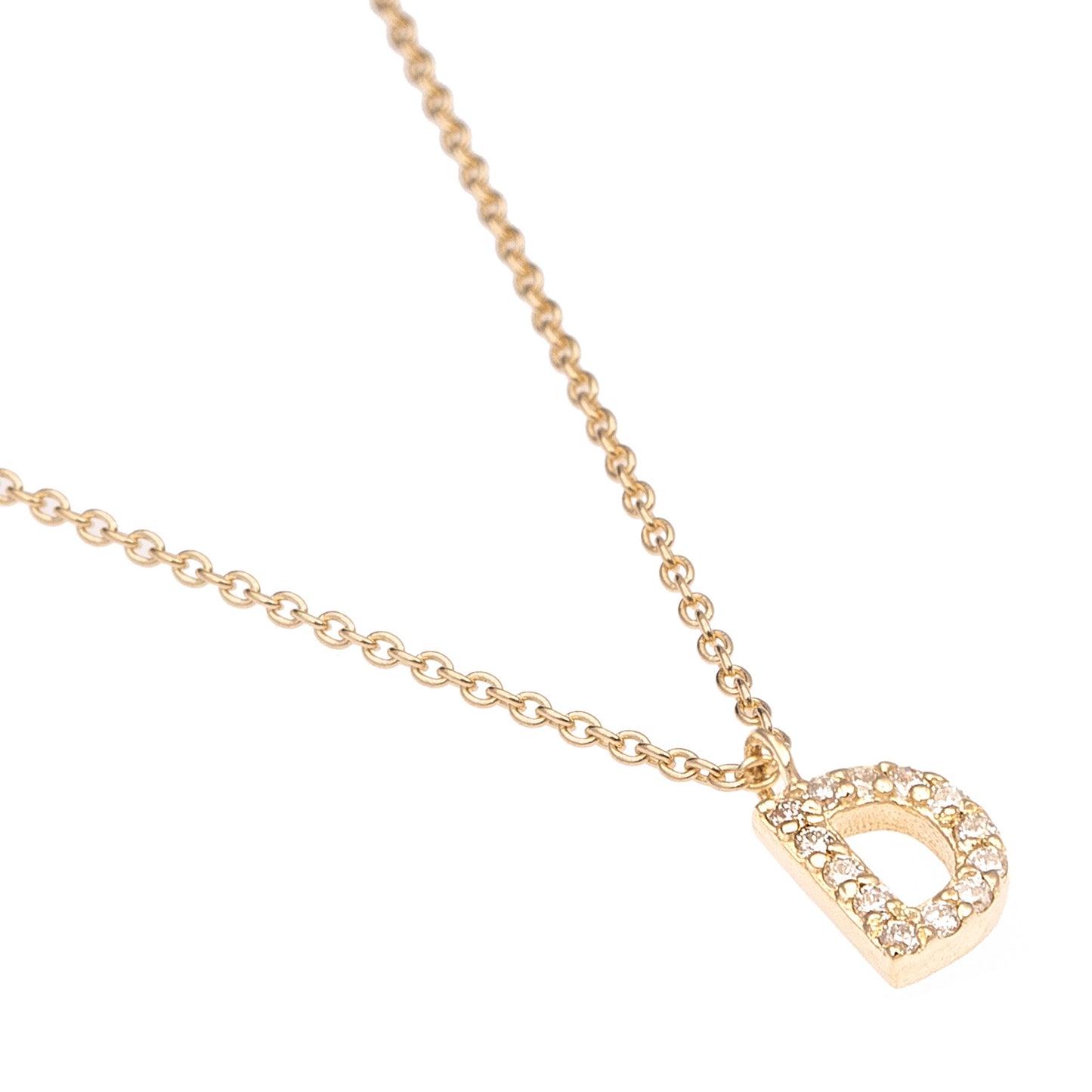 CAOCA Letter D Gold and Diamond Necklace