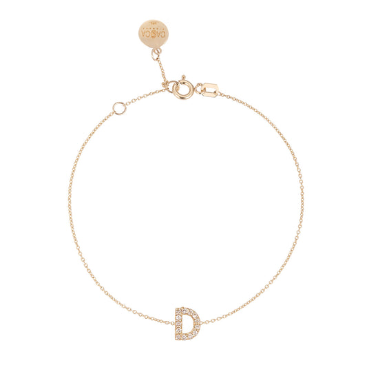 CAOCA Letter D Gold and Diamond Bracelet