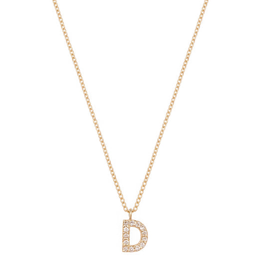 CAOCA Letter D Gold and Diamond Necklace