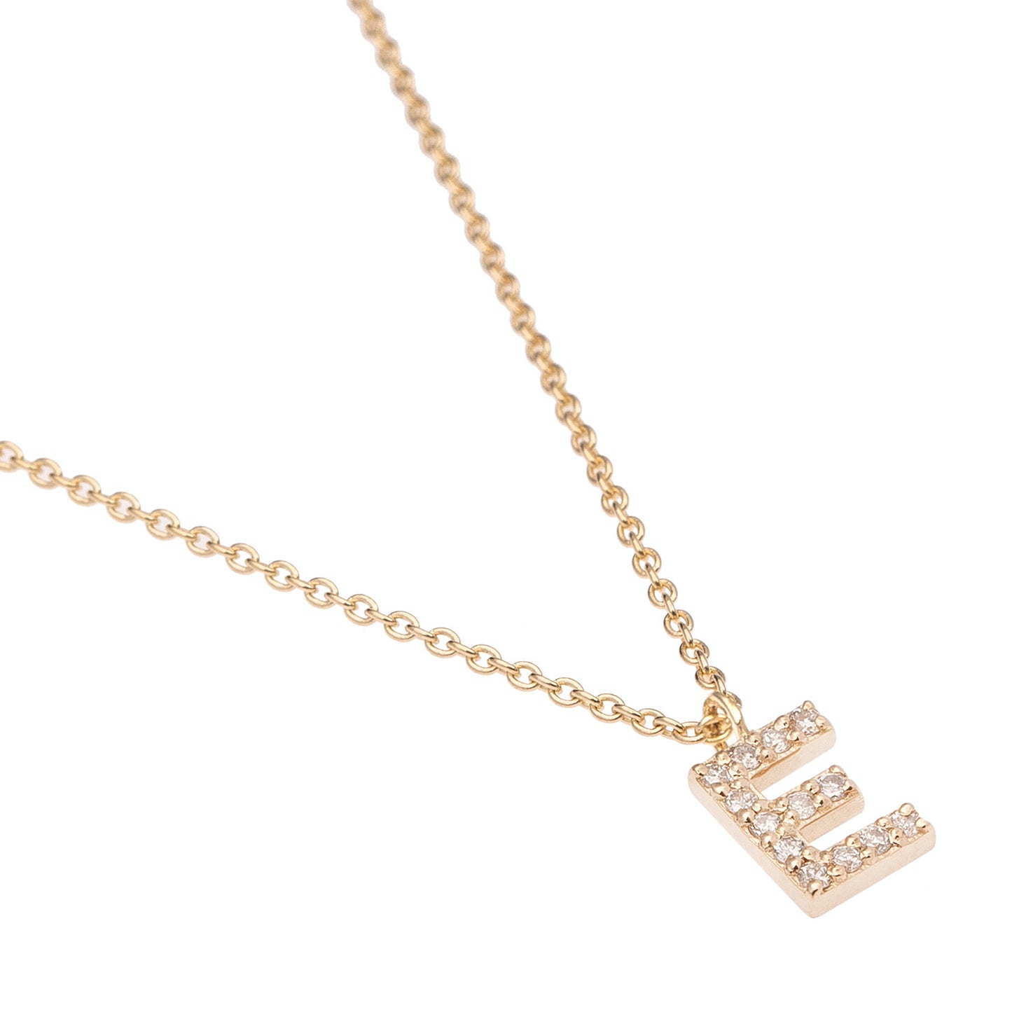 CAOCA Letter E Gold and Diamond Necklace