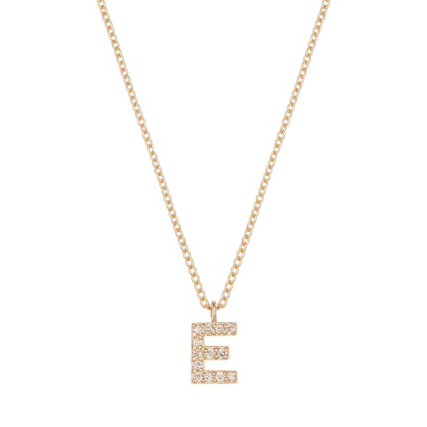 CAOCA Letter E Gold and Diamond Necklace