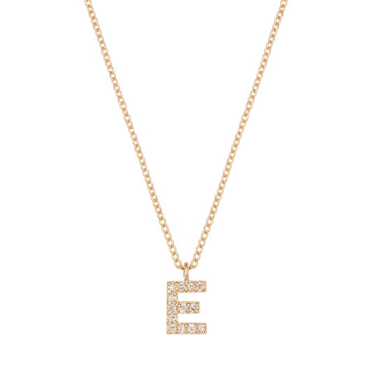 CAOCA Letter E Gold and Diamond Necklace