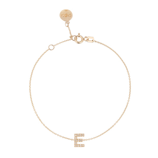 CAOCA Letter E Gold and Diamond Bracelet