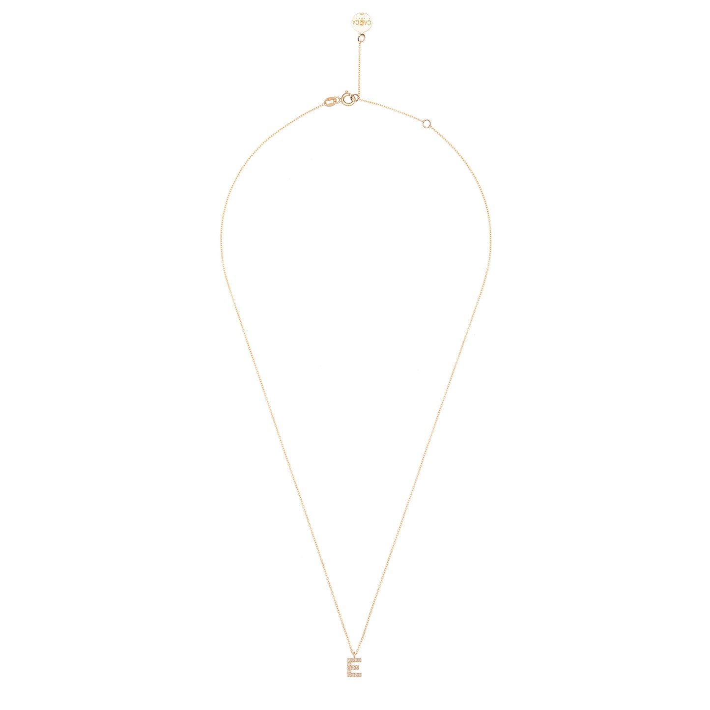 CAOCA Letter E Gold and Diamond Necklace