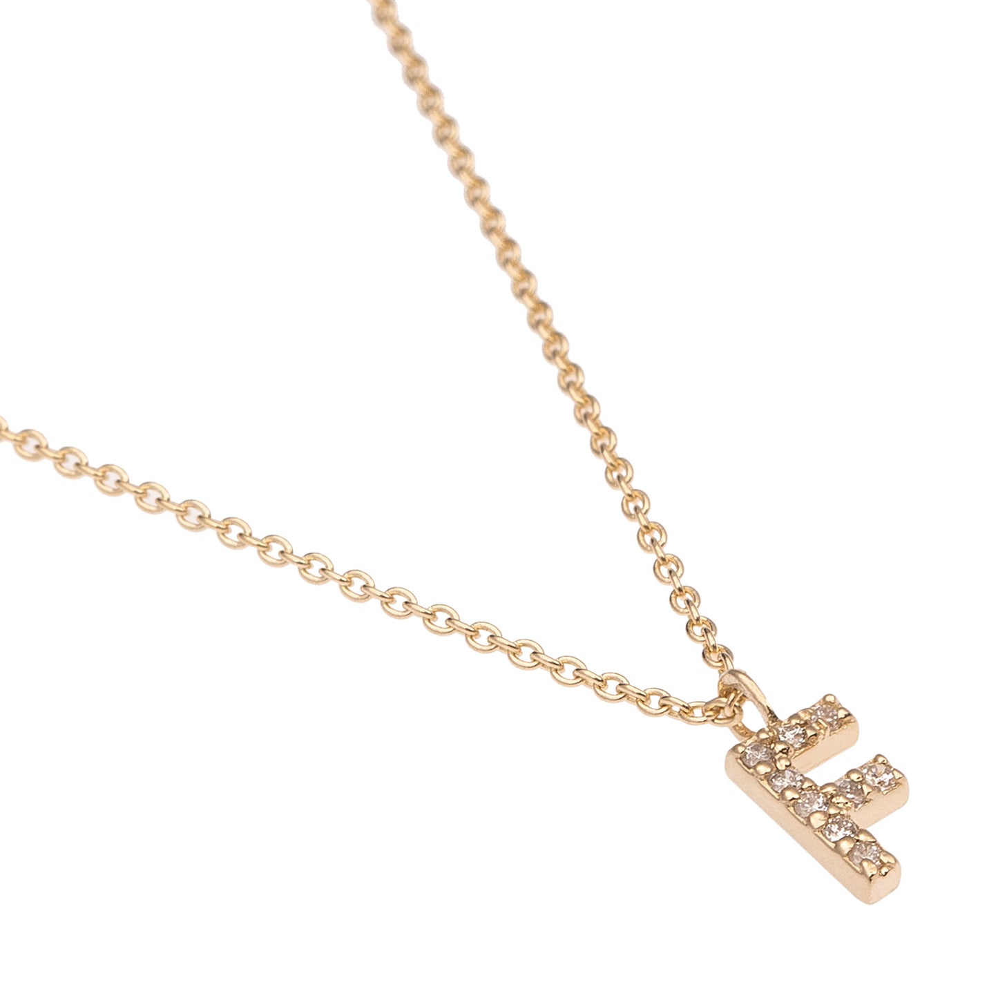 CAOCA Letter F Gold and Diamond Necklace