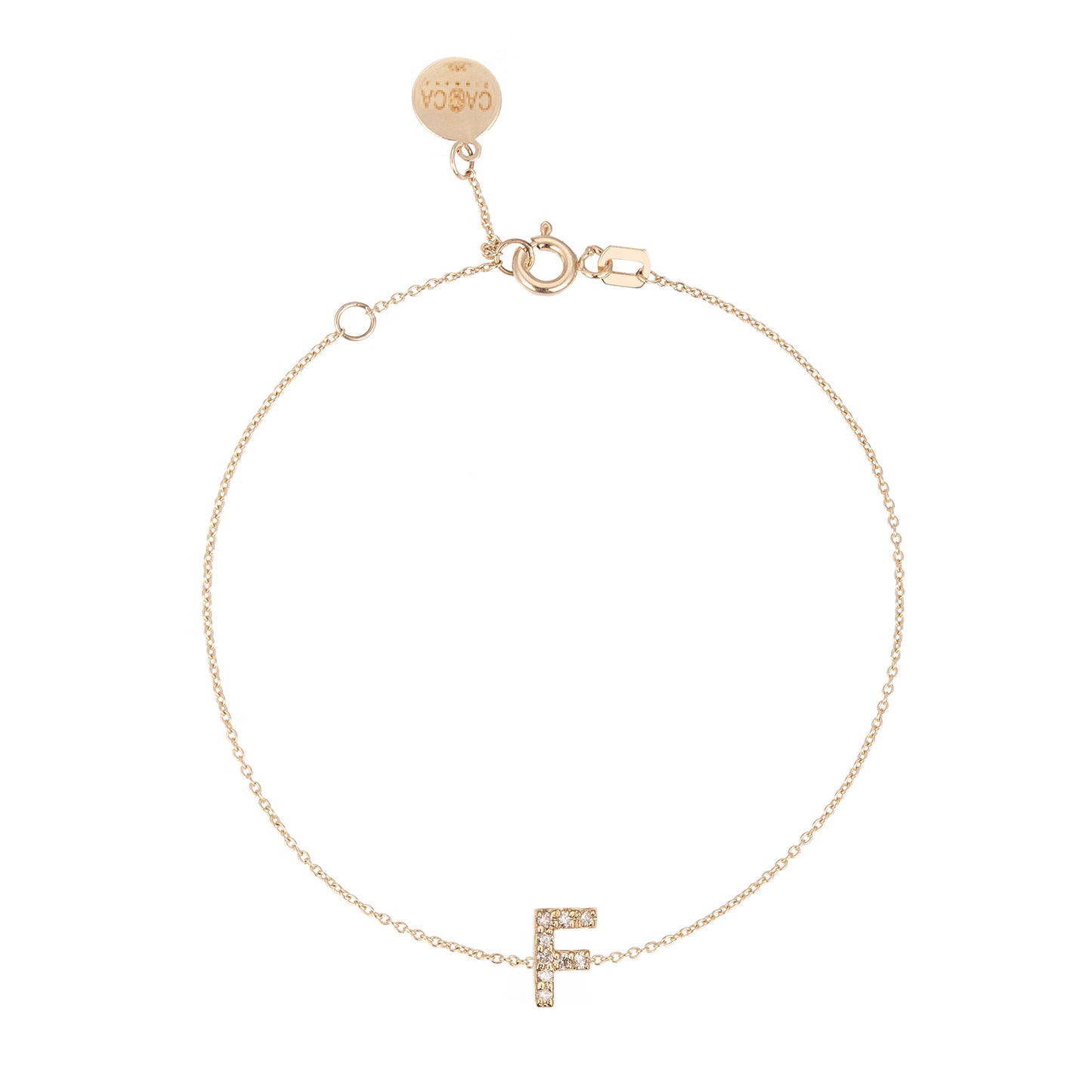 CAOCA Letter F Gold and Diamond Bracelet