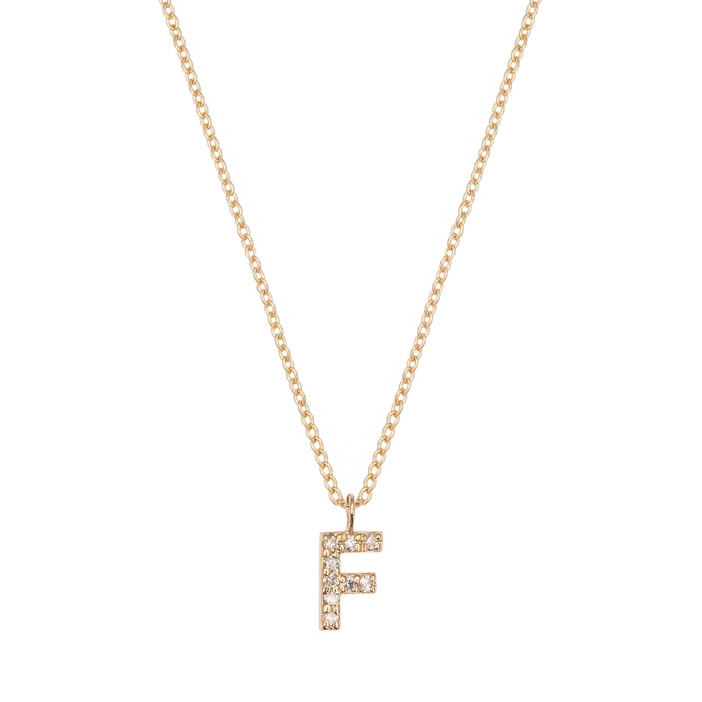 CAOCA Letter F Gold and Diamond Necklace