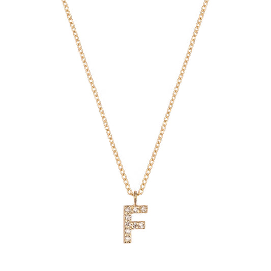 CAOCA Letter F Gold and Diamond Necklace