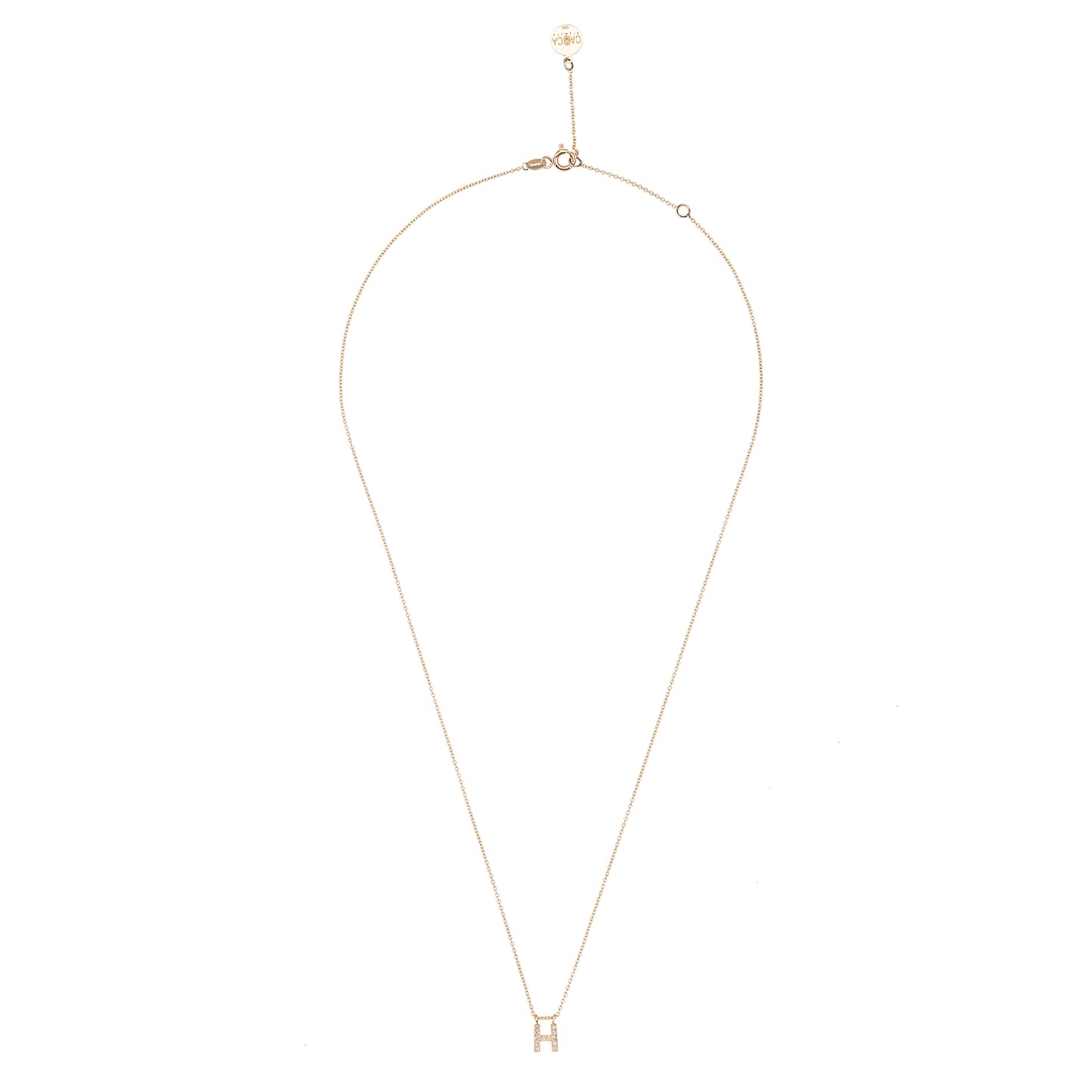 CAOCA Letter H Gold and Diamond Necklace