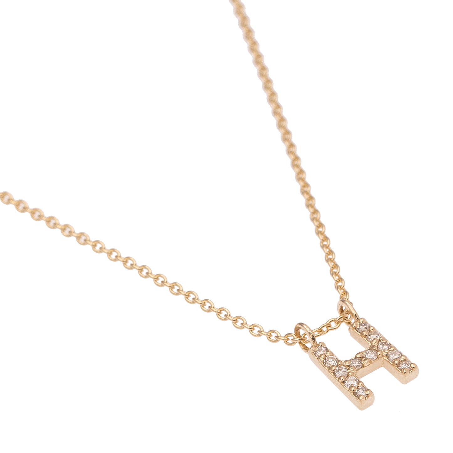 CAOCA Letter H Gold and Diamond Necklace