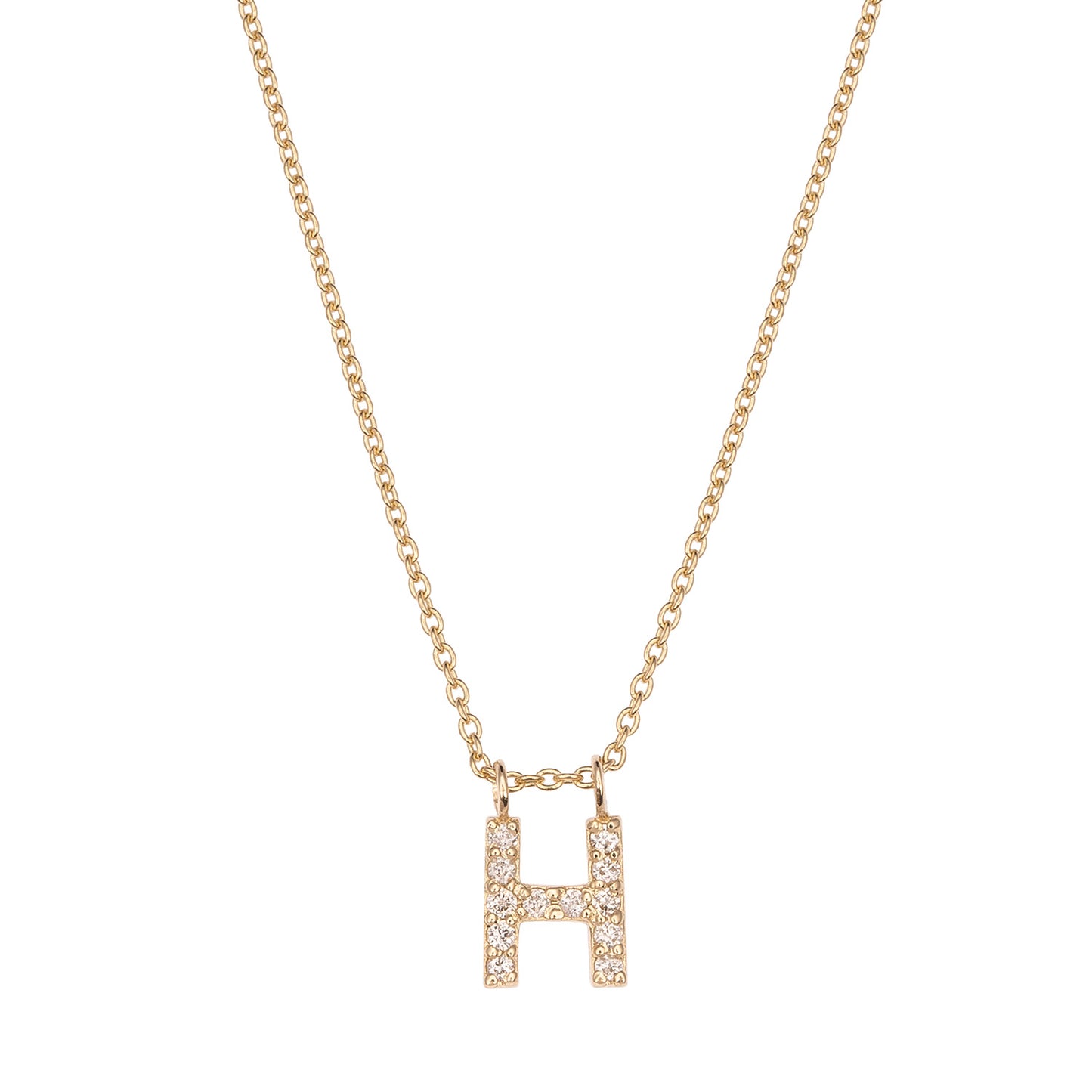 CAOCA Letter H Gold and Diamond Necklace