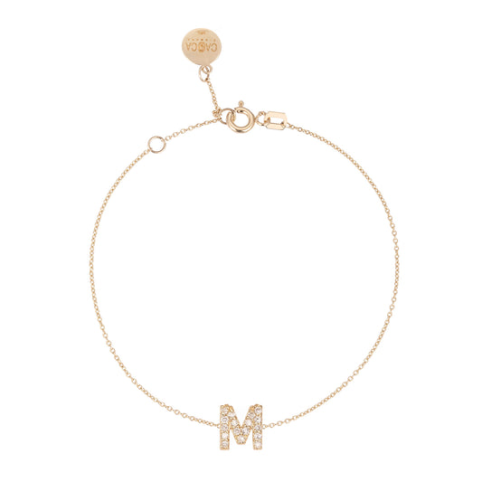 CAOCA Letter M Gold and Diamond Bracelet