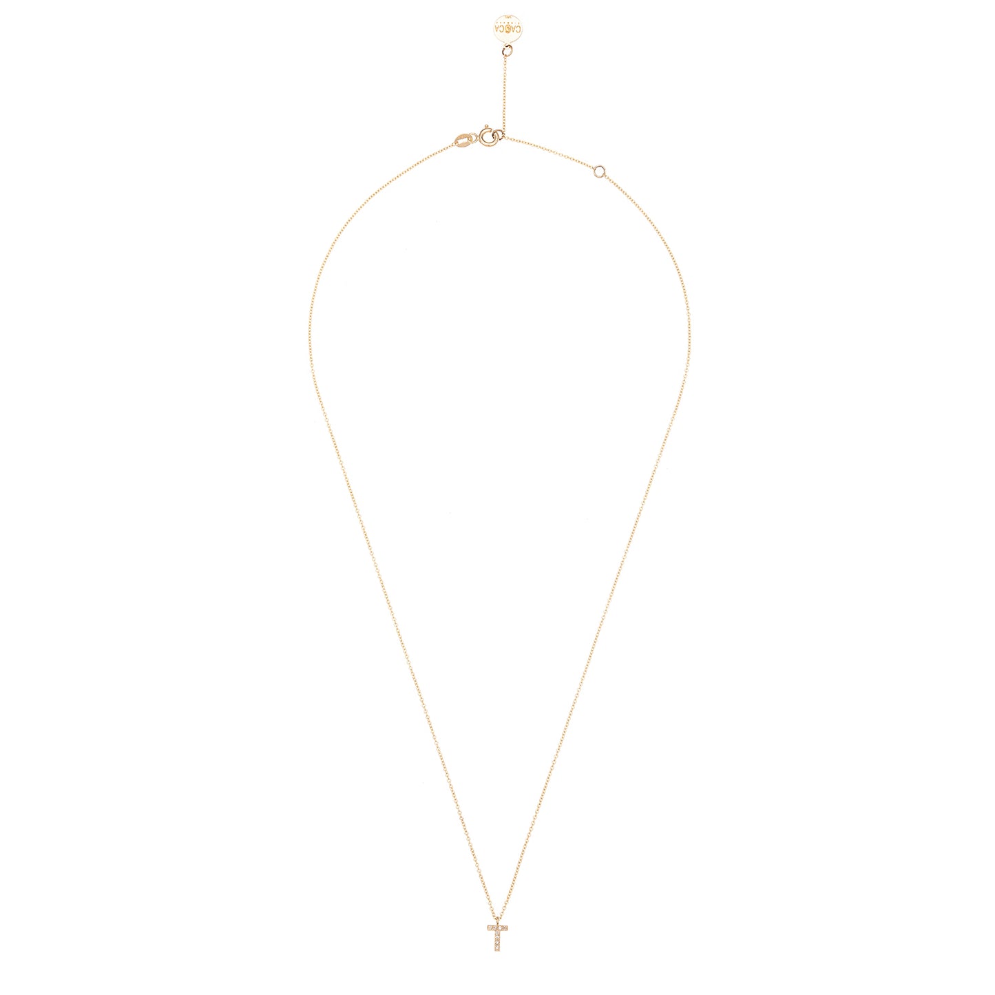 CAOCA Letter T Gold and Diamond Necklace