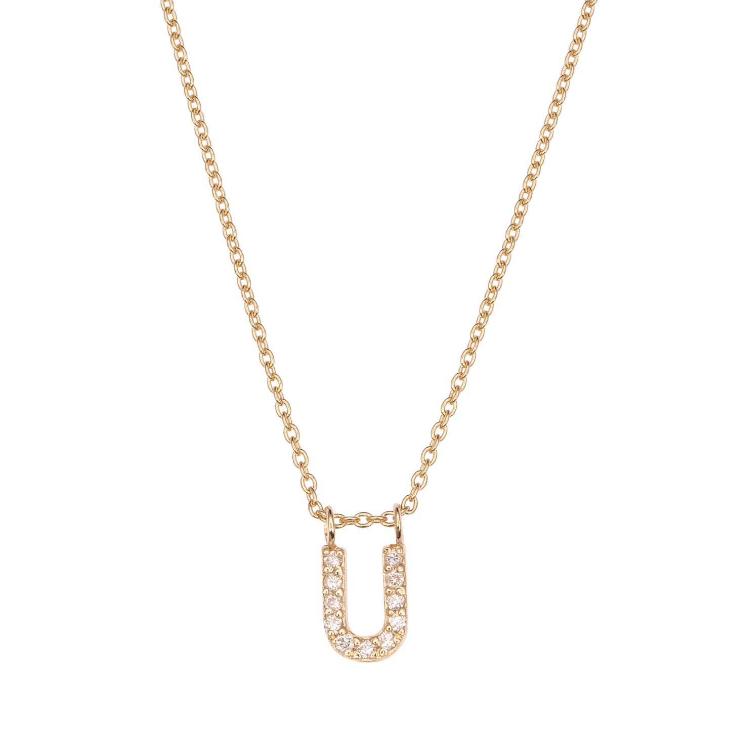 CAOCA Letter U Gold and Diamond Necklace