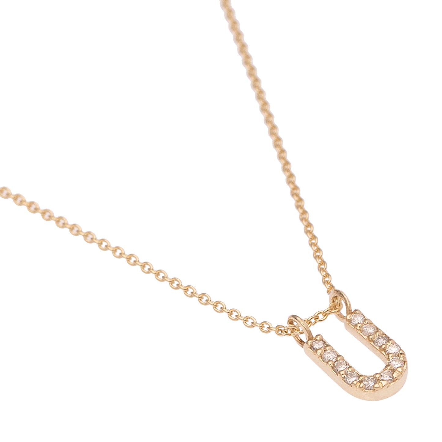 CAOCA Letter U Gold and Diamond Necklace