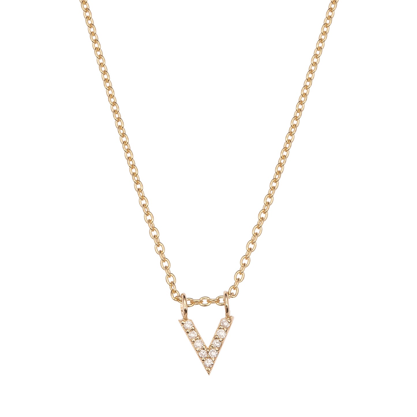 CAOCA Letter V Gold and Diamond Necklace