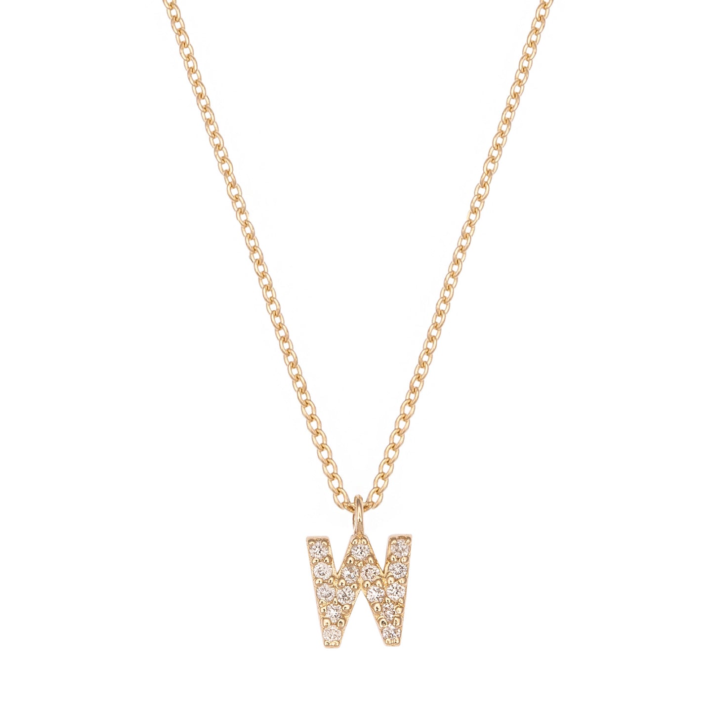 CAOCA Letter W Gold and Diamond Necklace