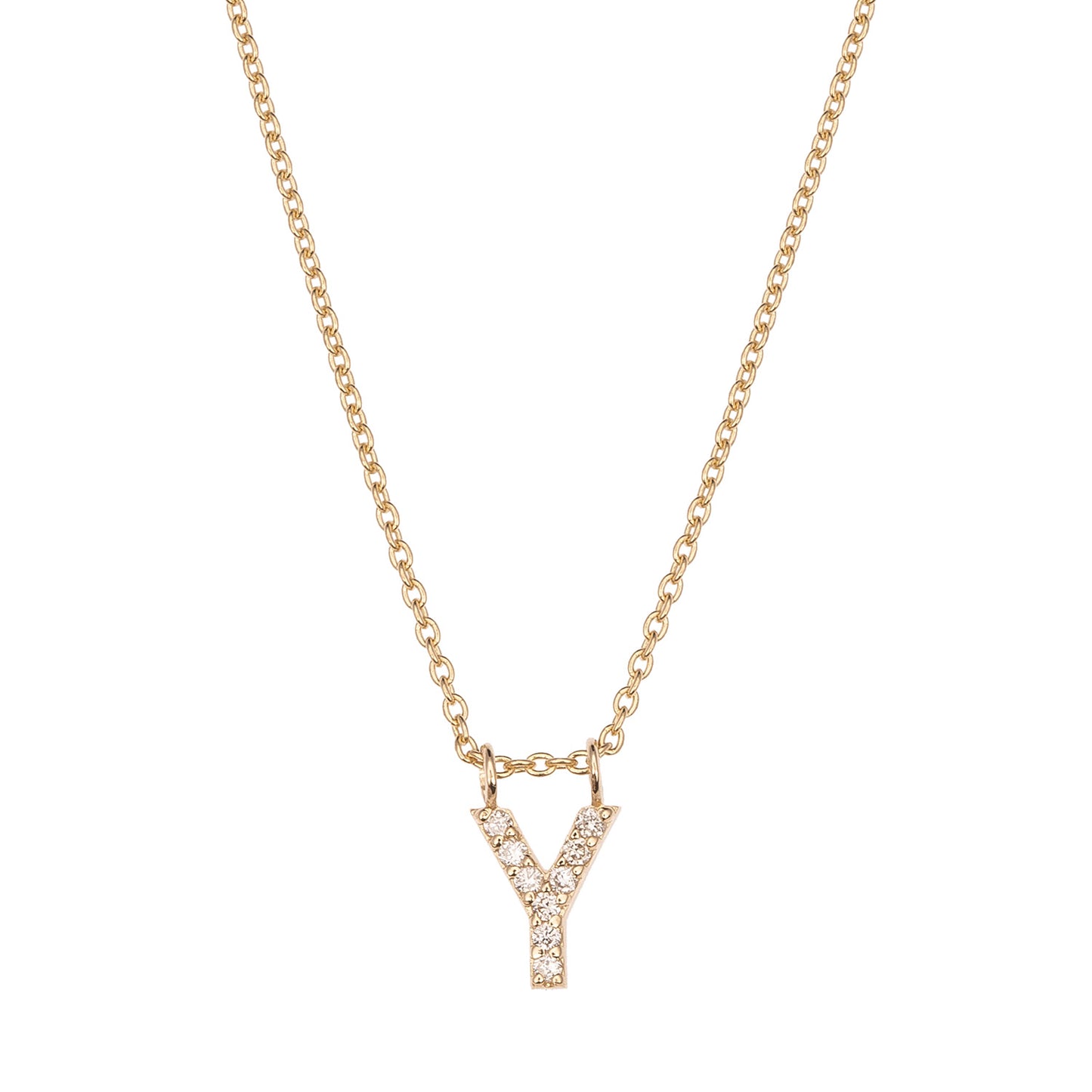 CAOCA Letter Y Gold and Diamond Necklace