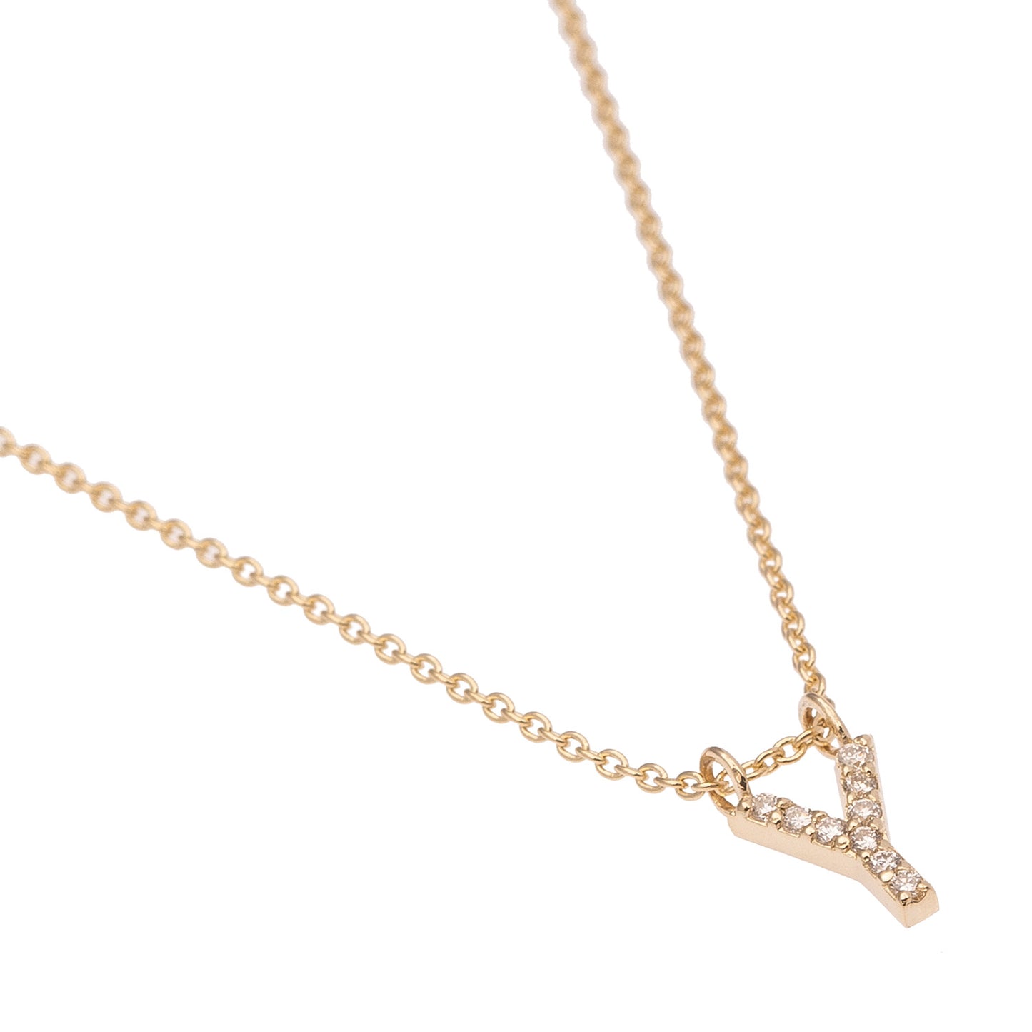 CAOCA Letter Y Gold and Diamond Necklace