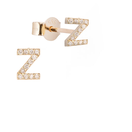 CAOCA Letter Z Gold and Diamond Earring