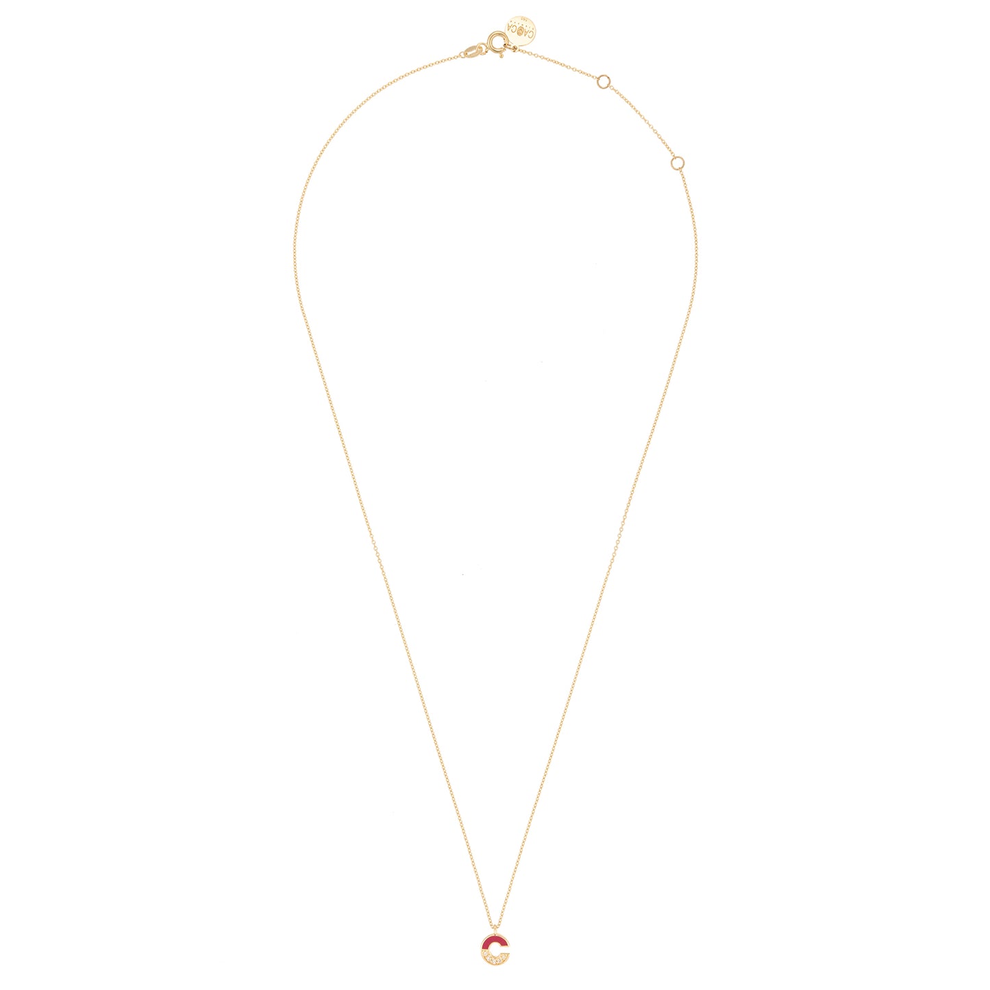 CAOCA Enamel Letter C Gold and Diamond Necklace